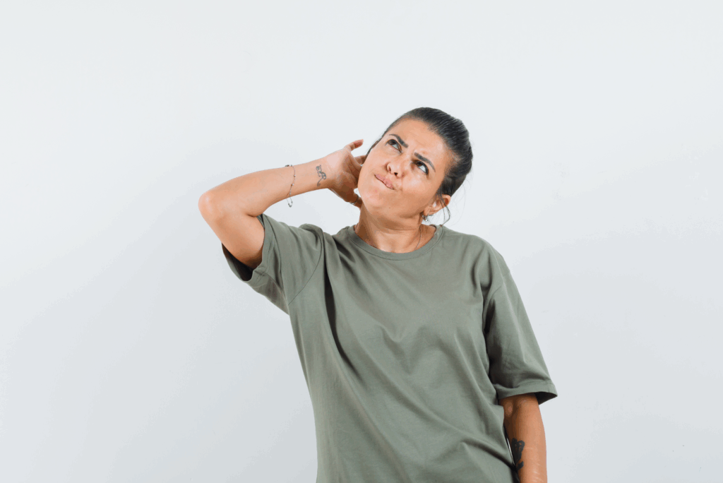 A girl try to check her ear